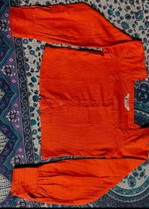 Square Neck orange cotton top For Summer🧡