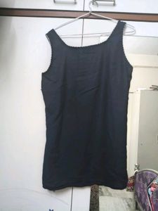 Navy Blue Embroidered Sleeveless Top