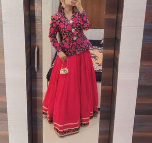 Floral  blazer Jacket with Lehenga