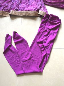 Purple &amp; Gold Anarkali Set