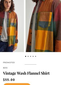 BDG Vintage Wash Plaid Pattern Flannel Shirt