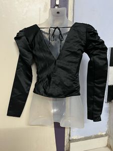 Pintrest silk designer party wear black top