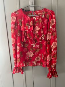 Zara Floral Ruffle Blouse