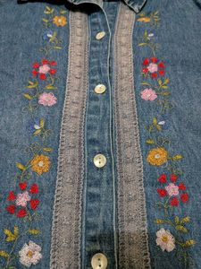 Y2K Erika Embroidered Denim Top