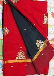 Elegant Red & Black Saree
