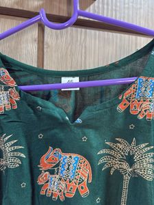 Green Elephant Print Kurti