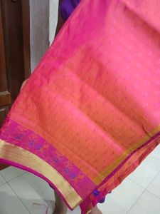 Pink &amp; Gold Silk Saree