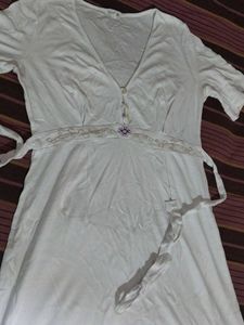 White V-Neck Dress