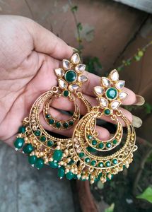 Statement Green & Gold Earrings