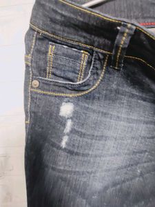 Distressed Denim Capri Pants