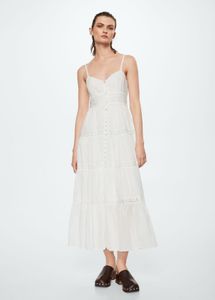 MANGO Frill Cotton Maxi Dress