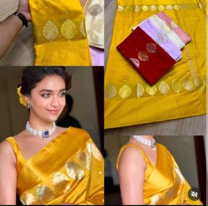 Golden Yellow Saree with Tree Motif