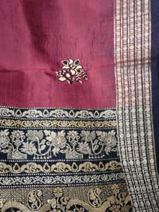 Bomkai Pure Silk Maroon Saree