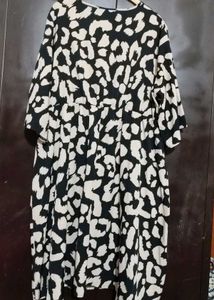 Black &amp; Cream Chic Print V-Neck Midi Dress For 46