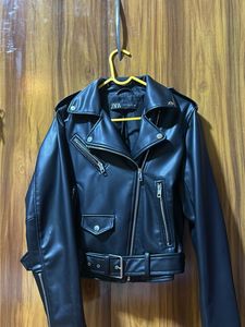 Zara Black Faux Leather Moto Jacket