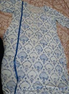 Blue &amp; White Printed Kurta Set