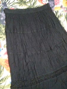 Tiered Black Lace Trim Skirt