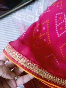 Elegant Pink Bandhani Saree