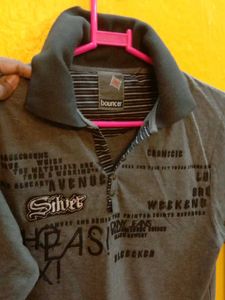 Gray Long Sleeve Polo Shirt