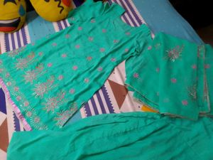 Teal Embroidered Farsi Salwar Kameez Suit