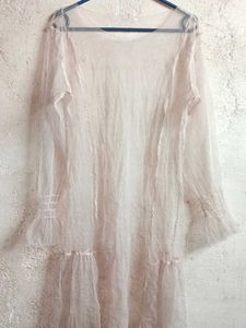 Partywear See-through Fashion Dress Sheer Cream