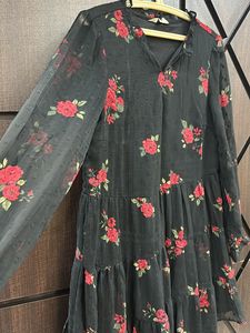 Black Dress With Red Roses