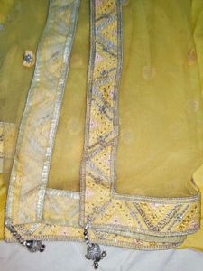 Yellow Lehenga With Silver Embroidery