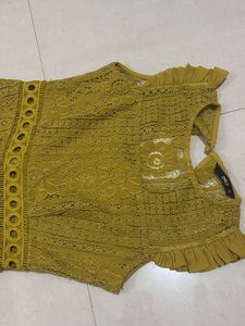 Mustard Lace Fit &amp; Flare Dress