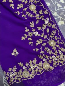 Elegant Purple Saree No Blouse