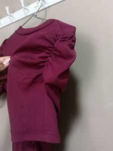 Burgundy Puff Sleeve Top