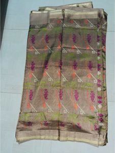 “Earthy Ikat Floral Saree”