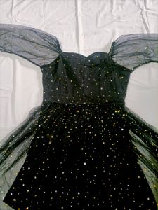 Sweetheart Neck Star Mesh net Fit and Flare Dress