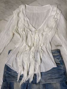 Sheer Top With Ruffle