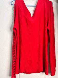 Combo Red Top And Brown Blazer