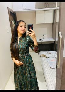 Beautiful Green Floor Touch Dress