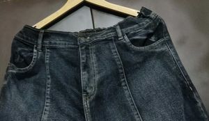 Charcoal Color Unique Panel Detail Jeans 34 Waist