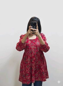 Red Printed Tunic Top