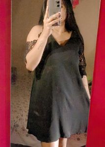 Sleeveless Cold Shoulder Black Dress