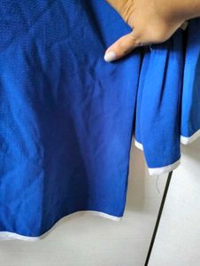 Blue Ruffle Sleeve Top