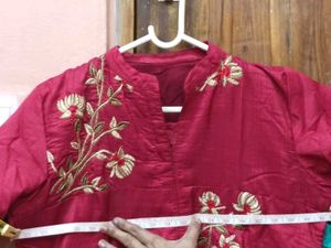 Ghagra - Top(Red)+Bottom(Multi-color)+Dupatta(Red)