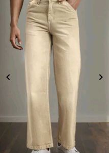 H.M   denim beige straight fit jeans