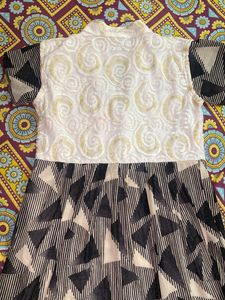 Cream And Black Party Wear Dress