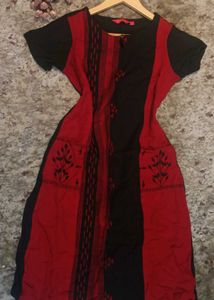 MORPANKH Black And Red Kurti, Size-S