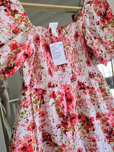 Floral Smocked Mini Flared Dress