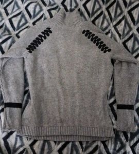Cozy Grey Ribbed Knit Turtleneck Sweater