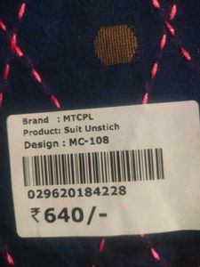 Cotton Suit Material Blue And Pink Contrast