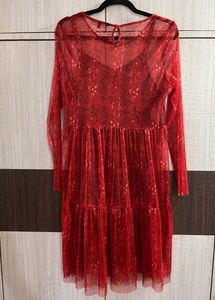 Vero Moda Red Sheer Dress (Size L)