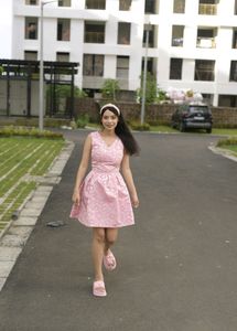 Barbie Pleated Frock Brocade Fabric