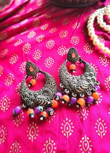 Peacock Carvings Premium Quality Silver Earrings