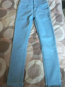 High Waisted Baby Blue Jeans